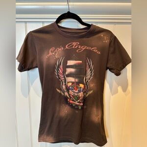 LOS ANGELES Ladies Size Medium Brown Shirt Sleeve Tee Shirt Sea Dog Grap…